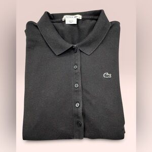 Lacoste Black Short Sleeve Button Front Polo Shirt Size Medium
